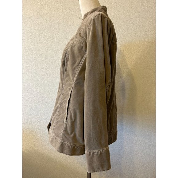 Women's Coldwater Creek Dark Khaki Beige Long Sleeved Zippered Jacket Size 18W - Picture 4 of 12